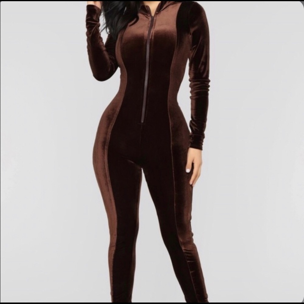 Brown Velvet Jumpsuit